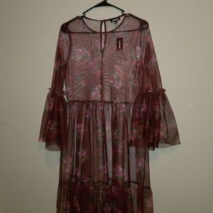 Sheer/see through deep red dress